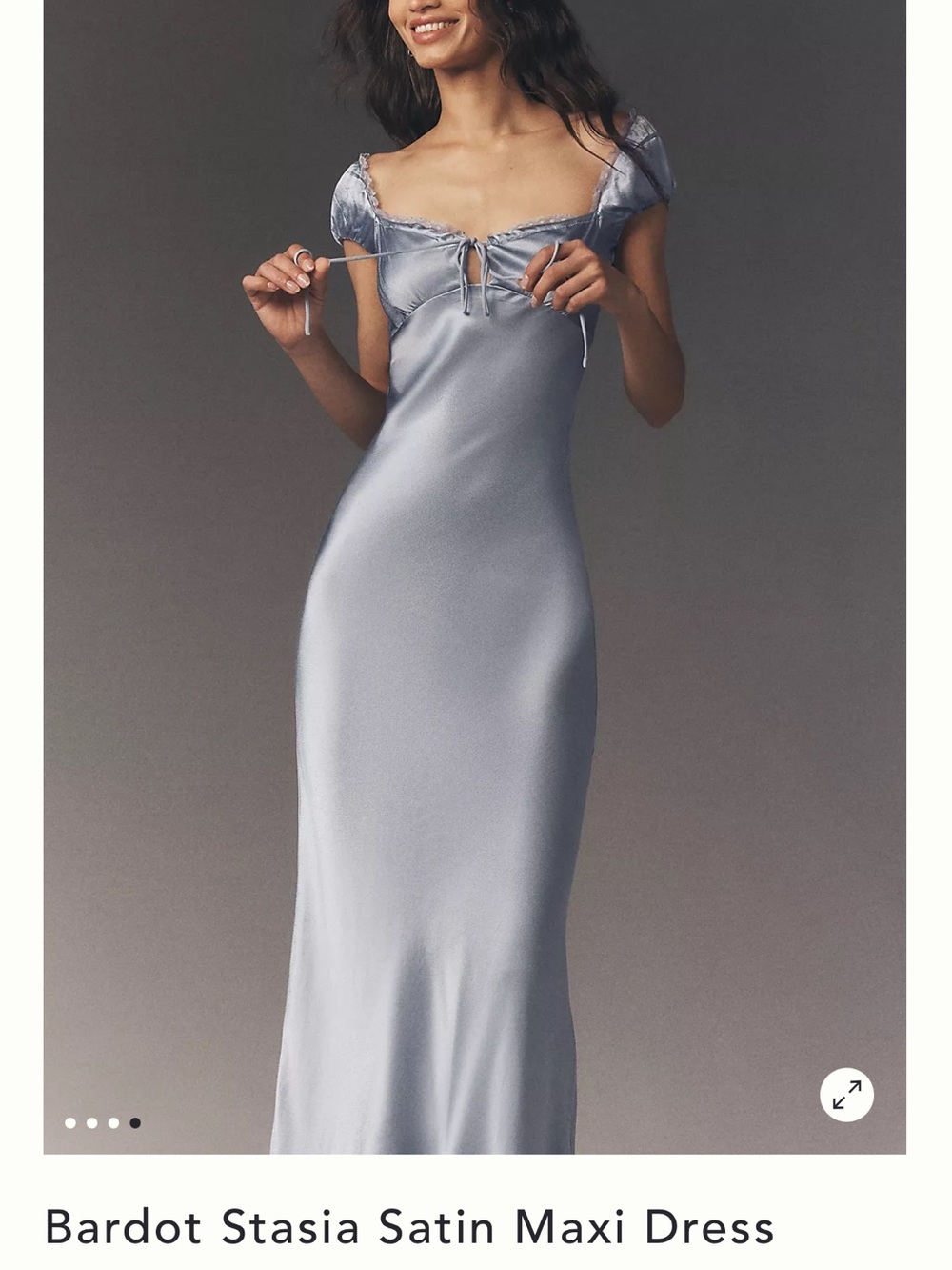 Bardot Satin Maxi Chemise in Light Silver-Blue